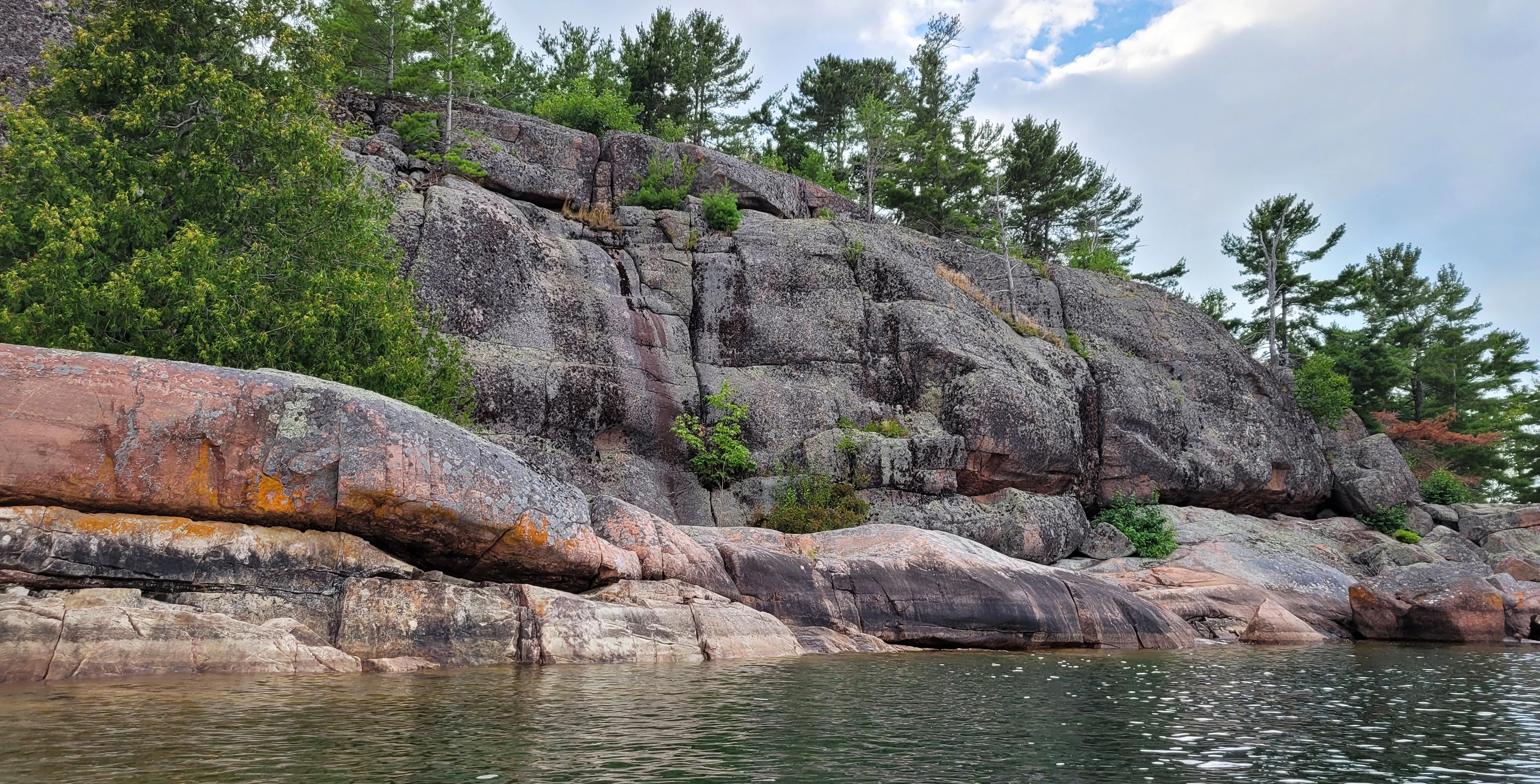 A colorful cliff on the eastern shoreline of Lake Huron's North Benjamin Island